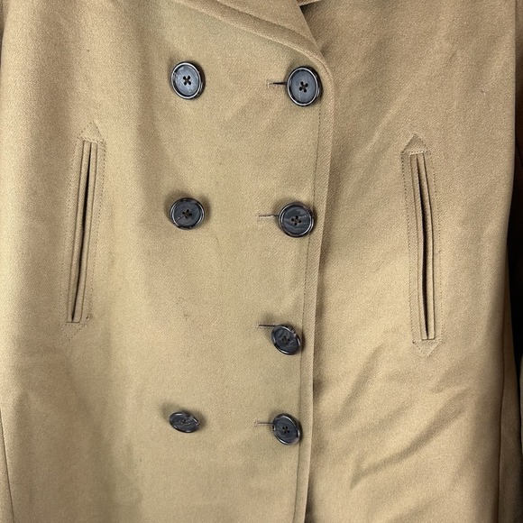 J. CREW Double Breasted Wool Blend Pea Coat Camel Jacket Women's Size Large Y2K - Picture 4 of 13